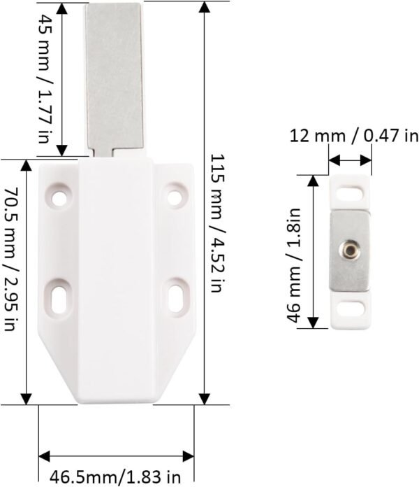 2 Pack Push Open Door Catches Push to Open Cabinet Latch Touch Open Kitchen Drawer Closer Magnetic Push Catch for Cupboard, Drawer, Wardrobe, RV Door