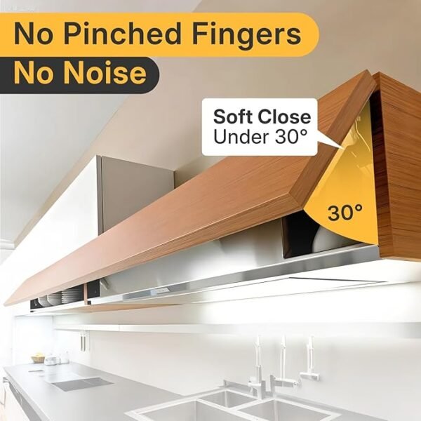 HBL' 2 Pack | Lid Support Hinges Lid Stay Hinge for Extra-Long Upper Cabinet & RV Cabinets, 30° - 90° Lid Stay and Under 30° Soft Close, Tension Adjustable, Heavy Duty, Max Load 88LBS