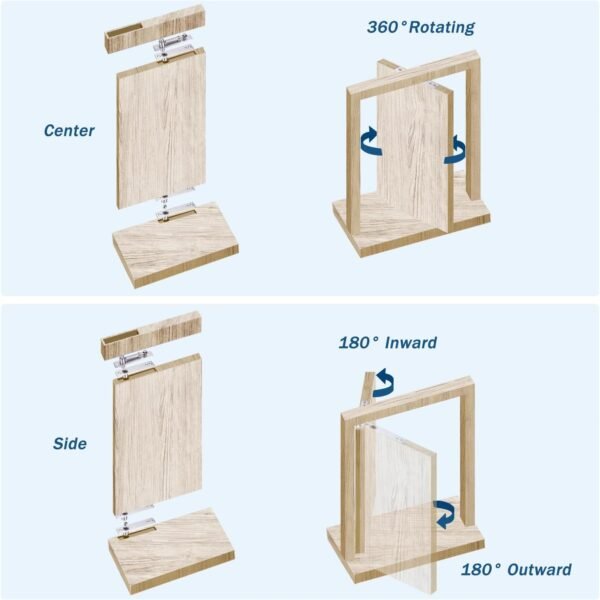 Heavy Duty Pivot Hinge for Wood Door - HBL' Stainless Steel Hidden Door Hinge for Secret Door, with 360 Degree Rotation, Invisible Pivot Door Hardware for Bookshelf.