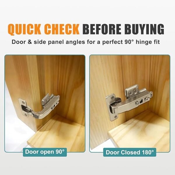 HBL' 2 Pack 90° Blind Corner Cabinet Hinge, Pie Cut Corner Kitchen Door Hinge, Soft Close European Concealed Hinge for Frameless Blind Corner Cabinets