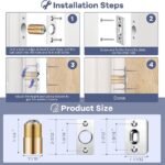 6 Pack | Closet Door Ball Catch Hardware, HBL' Stainless Steel Adjustable Door Catches with Strike Plate for French Door, Hidden Door and Other Interior Doors Hardware Replacement, Brushed Finish.