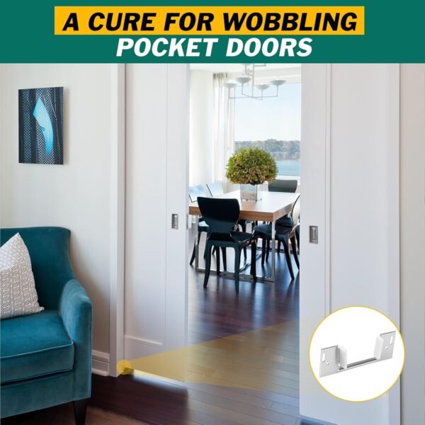 Lashow 8Pcs Pocket Door Guide Bottom, Hidden Bottom Sliding Door Guide, Jamb Mounted, Steel Bracket for 1-3/8-Inch Thick Doors