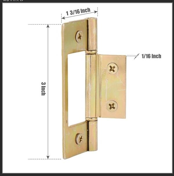 Lashow 6 Pack Bifold Door Hinge Non-Mortise Bi-fold Door Hinges Surface Mounted Hinges for Closet Bifold Doors，3 Inch & Brushed Brass