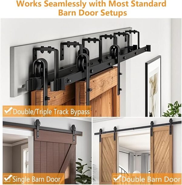 2Pcs Barn Door Soft Close Mechanism - Lashow Upgraded No-Drill Version Sliding Barn Door Hardware for Door Weight 70-160 Pounds Adjustable Door Stoppers, Actuator Spacers Included