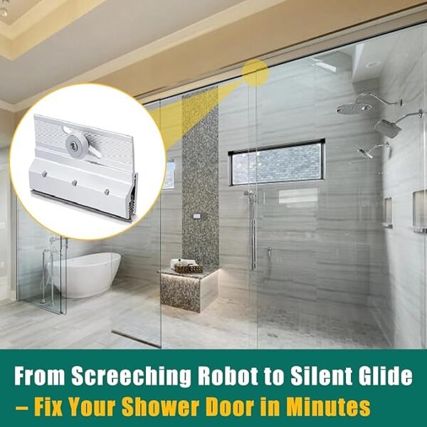 Lashow 4 Pcs Frameless Shower Door Top Bracket Roller Assembly, 3/4" Ball Bearing Wheel, Adjustable Aluminum with Glazing Vinyl for Safe & Stable Glass Fit