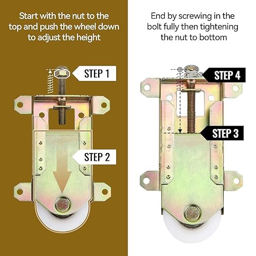 Sliding Mirror Door Rollers Replacement, Fits Prime-Line N 6870, for Wood Framed Sliding Mirror Doors, 2-12 Vertical H.C., 1-12 Nylon Concaved Ball Bearing Wheel, 2 Pack.