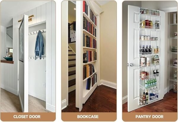 HBL' 2 Pack Hidden Door Hinges, Ultra-Thin Adjustable Concealed Hinges for Secret Doors, Pantries & Closets, Heavy Duty Invisible Design