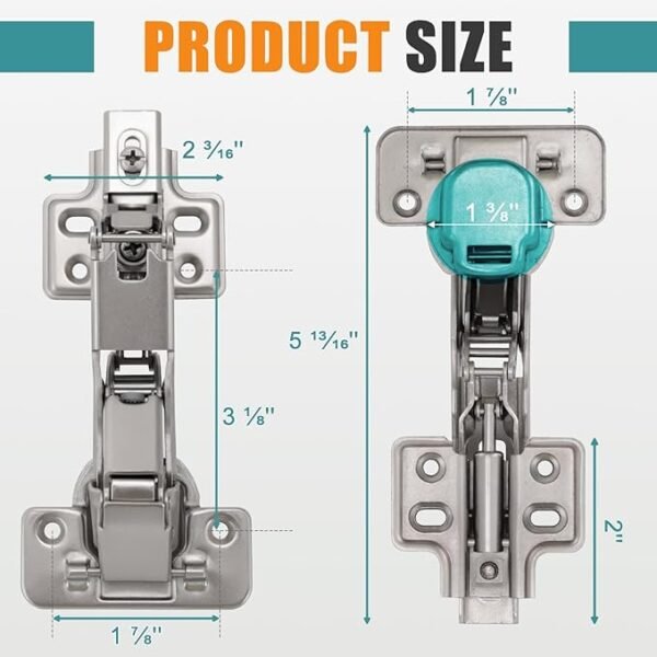 HBL' 165° & 135° Soft Close Cabinet Hinges for Lazy Susan Bifold Doors, Concealed European Hinges, Full Overlay, Adjustable Hinge, 2 x 165° + 2 x 135° Hinges for Pie Cut Corner Cabinets