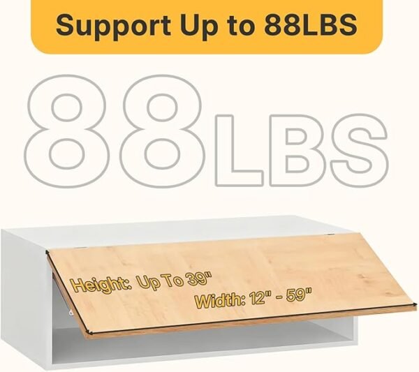HBL' 2 Pack | Lid Support Hinges Lid Stay Hinge for Extra-Long Upper Cabinet & RV Cabinets, 30° - 90° Lid Stay and Under 30° Soft Close, Tension Adjustable, Heavy Duty, Max Load 88LBS