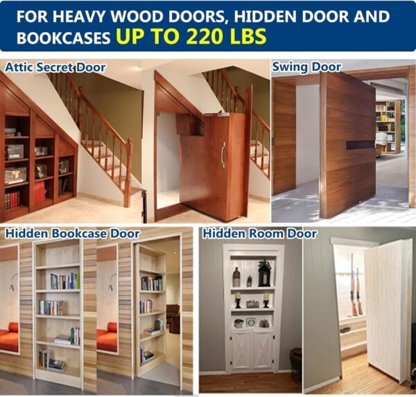 Heavy Duty Pivot Hinge for Wood Door - HBL' Stainless Steel Hidden Door Hinge for Secret Door, with 360 Degree Rotation, Invisible Pivot Door Hardware for Bookshelf.