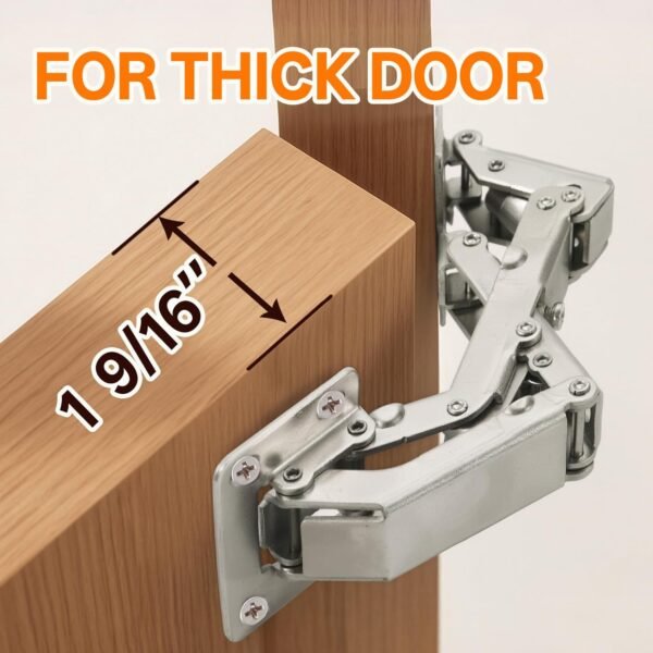 HBL' 170° Soft Close Cabinet Hinges, Wide Opening Hydraulic Cupboard Hinges for Thick Cabinet Doors, Heavy-Duty Angle Adjustable Overlay Design, 4 Pack