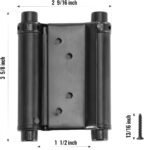 HBL' 4 Pack Swing Door Hinges, 3 Inch Double Action Spring Hinges for Saloon Door, Cafe, Bar, Swinging Doors, Self-Closing Two-Way Door Hinges, Adjustable Tension, Black Stainless Steel.