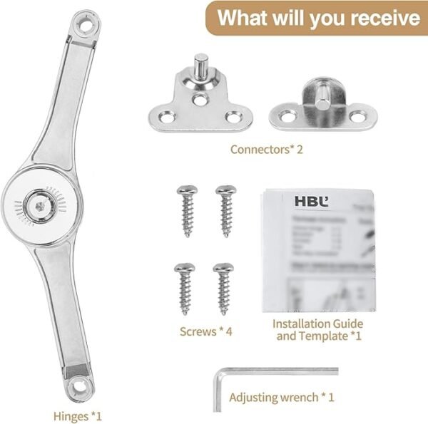 HBL' 2 Pack | Adjustable Lid Stay Hinges for Small Wooden Toy Boxes & Chests | Zinc Alloy Lid Support Hinges for Safe, Smooth Support.