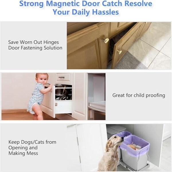 2 Pack | Magnetic Door Catch Heavy Duty - 30 Lbs Pull Force for Cabinet Doors, Window Shutters, Cupboard Doors and Closet Door, Made of Stainless Steel - Anti Rust & Long Performance.