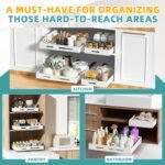 HBL' 1 Pack | 21" Deep Pull Out Cabinet Organizer Adhesive, (13.8" to 22.0") Width Expandable Sturdy Carbon Steel Roll-Out Drawers for Face Frame or Frameless Cabinets,Slide-Out Shelves for Pantry.