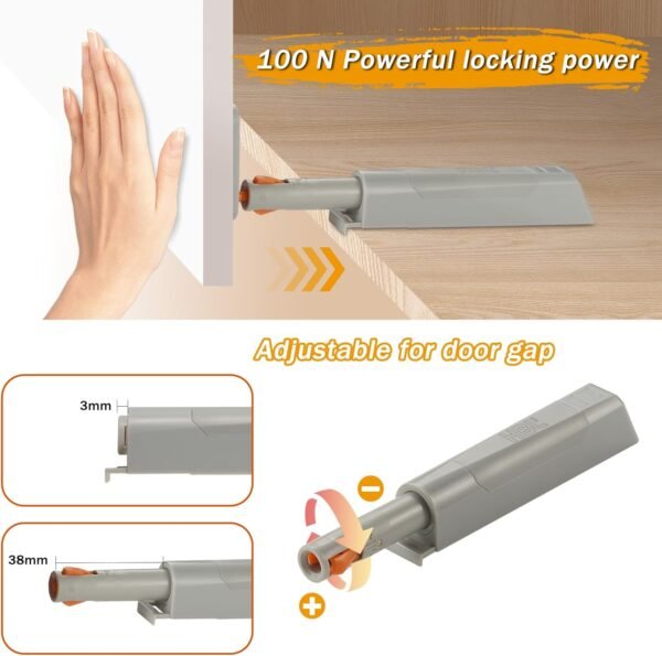 4 Pack | Powerful Attraction Push-to-Open Door Latch for Cabinets - HBL’ Heavy-Duty Cabinet Push Latch, Non-Magnetic RV Drawer Catch, Kitchen Hardware Touch Release Latch.