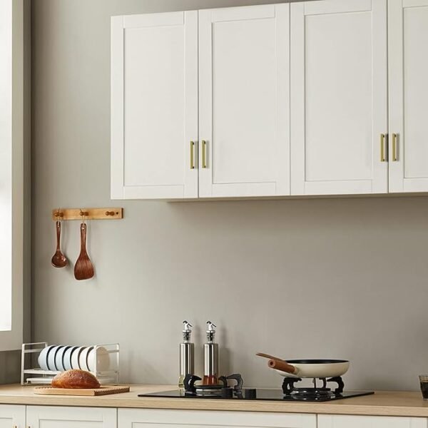 HBL' 10 Pack | Solid Heavy Duty Gold Cabinet Handles - 5inch Hole Center - Gold Handles for Kitchen Cabinet and Drawer - Zinc Alloy Cabinet Pulls, Anti-Fingerprint and Non-Fading.