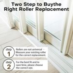 2 Pack Sliding Door Rollers, 1 1/4 Inch Sliding Glass Door Tandem Wheels Replacement Kit, 330LBS Heavy Duty Tamdem Rollers for Patio Door - Y1818