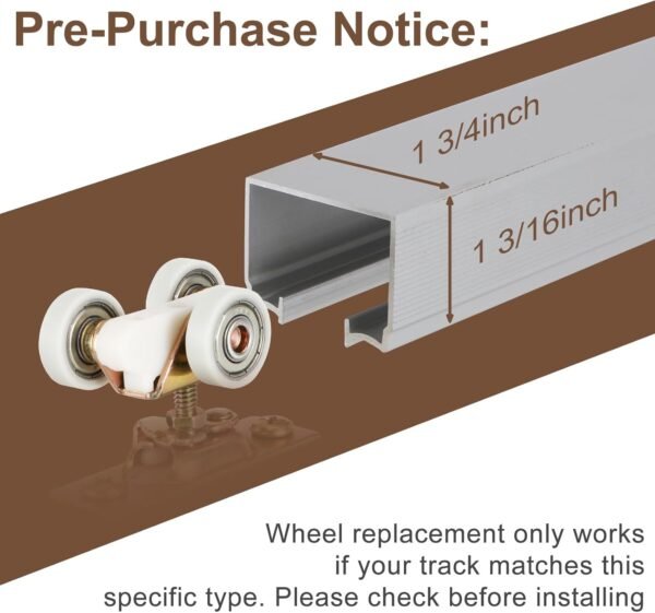 Pocket Door Commercial Grade Hanger Fits Johnson Part #1125 & Upgrades #1500 Hardware Kit, 1" Nylon Ball Bearing, 1-1/4" C.T.C, Min. 1" Thick Doors, 200lbs Capacity,Standard Rollers,non soft close.