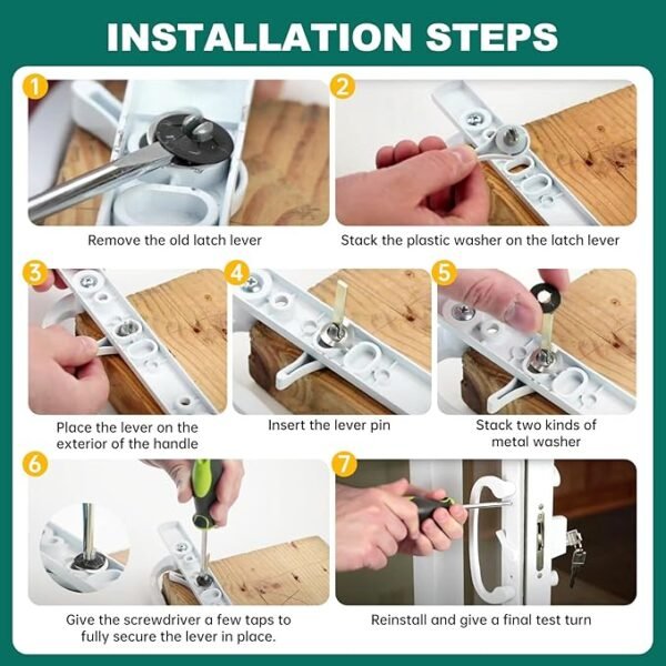 Lashow 2 Pcs Sliding Patio Door Latch Lever, Jeld Wen Replacement Parts, Thumb Latch Replacement for Patio Glass Doors, 1-3/8 in. Tail