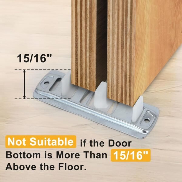 Lashow 8 Pcs Sliding Closet Door Floor Guide Bypass Door Bottom Guide Adjustable Floor Guide, Stamped Steel Sliding Closet Door Hardware Replacement, Fits 3/4" to 1-3/8" Doors