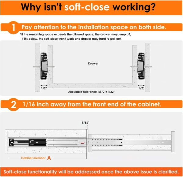 1 Pack Soft Close Drawer Slides 12/14/16/18/20/22 inch, HBL’ Heavy Duty Cabinet Drawer Slides Replacement - Ball Bearing Full Extension, 200 LB Capacity, Made of Cold-Rolled Steel, Rust-Resistant & Long-Lasting.