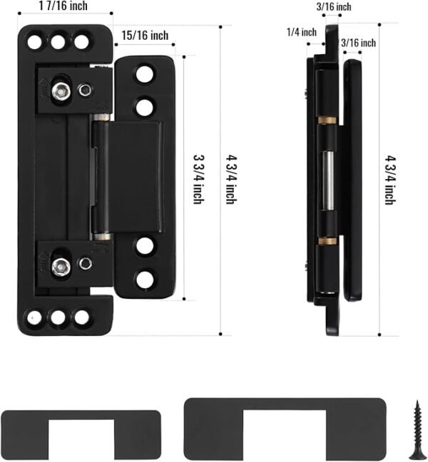 HBL' 2 Pack Hidden Door Hinges, Ultra-Thin Adjustable Concealed Hinges for Secret Doors, Pantries & Closets, Heavy Duty Invisible Design