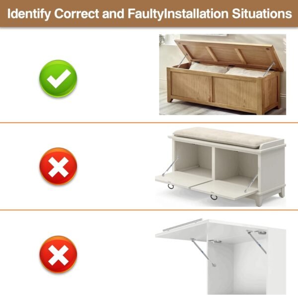 2 Pack Soft Close Toy Box Hinges for Heavy Curved, Round, Arched and Flat Lids - HBL' 150N Gas Strut Spring Safety Hinges to Slow Down and Slow Close, Also Works for Flat Lids.