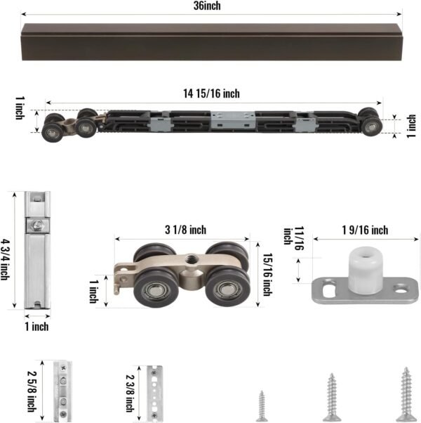 HBL’ 72Inch Pocket Door Hardware Kit with Soft Close Feature – Heavy-Duty Aluminum Track Set, Smooth Sliding & Easy Installation – Fits 23" to 36" Wide Single Doors, 72" Track Included.