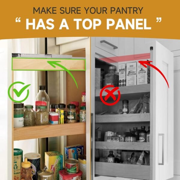 HBL' 16/18/20/22 Inch Pantry Drawer Slides for Tall Cabinets – Dual Top & Bottom Pull-Out Pantry Slides, Soft Close, 120 LBS Heavy-Duty, Silver