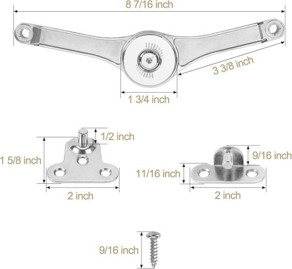 HBL' 2 Pack | Adjustable Lid Stay Hinges for Small Wooden Toy Boxes & Chests | Zinc Alloy Lid Support Hinges for Safe, Smooth Support.