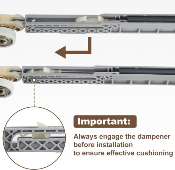 Pocket Door Soft Close Mechaniss, Compatible with Johnson 1060 & 1062, Fits 100, 134F, 138F, 2610F Series Tracks, 1" Nylon Ball Bearing Tri-Wheel, Soft Close or Soft Open.