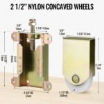 Sliding Mirror Door Rollers Replacement, Fits Prime-Line N 6870, for Wood Framed Sliding Mirror Doors, 2-12 Vertical H.C., 1-12 Nylon Concaved Ball Bearing Wheel, 2 Pack.