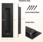 HBL' Pocket Door Hardware Set – 2 Recessed Flush Finger Pulls & 1 Edge Pull, Made of 304 Stainless Steel, Template Included, Black.