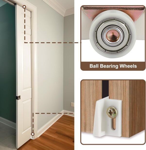 48/72 Inch Pocket Door Hardware Kits with Soft Close & Soft Open, Pocket Door Commercial Grade Hanger with 6ft Aluminum Track for New Building, No Door Included.