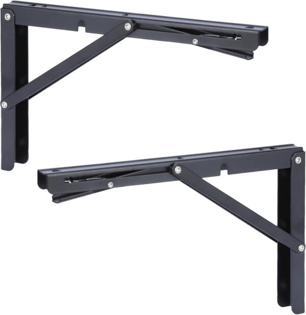 HBL' 2 Pack 200/250/300/350/400MM Folding Shelf Brackets Heavy Duty Shelf Brackets Wall Mounted Foldable Shelving Brackets for RV Folding Desk(Shelf Bracket Only)