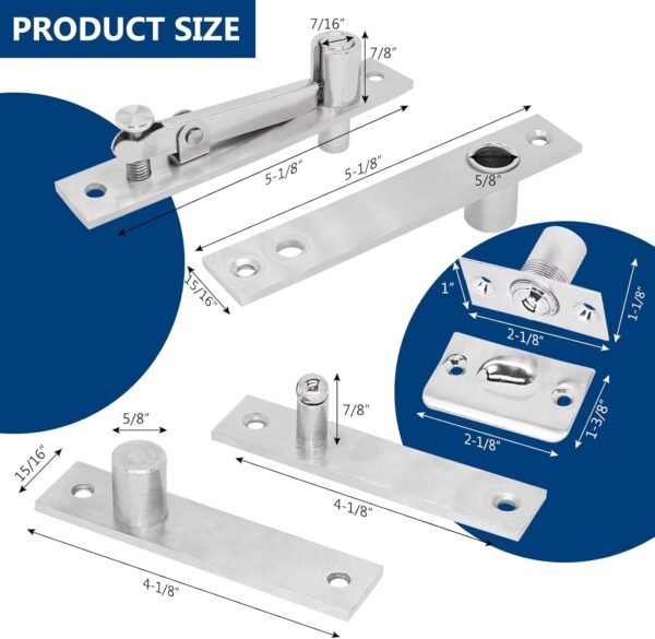 1 Pack | Heavy Duty Pivot Hinge Set with Door Ball Catch for Wood Door - HBL' Stainless Steel Hidden Door Hinge for Secret Door, 360 Degree Rotation, Invisible Pivot Door Hardware for Bookshelf.