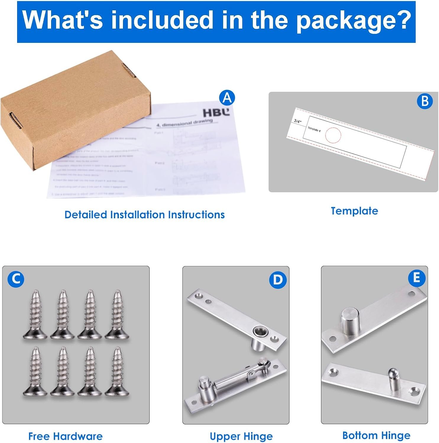 Heavy Duty Pivot Hinge for Wood Door - HBL' Stainless Steel Hidden Door Hinge for Secret Door, with 360 Degree Rotation, Invisible Pivot Door Hardware for Bookshelf.