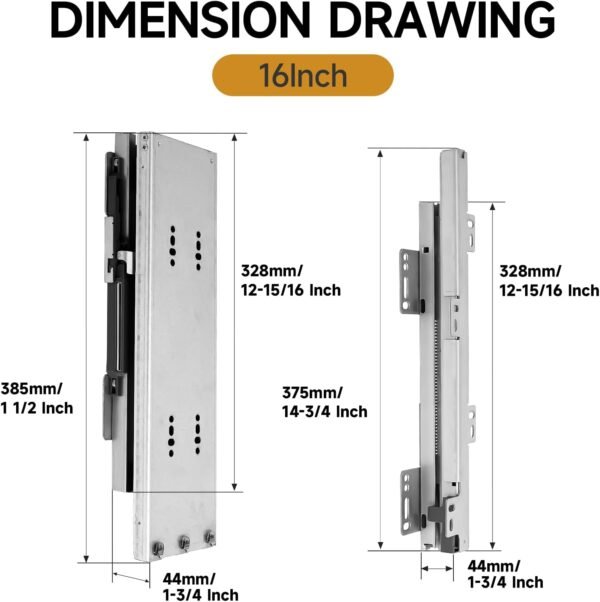 HBL' 16/18/20/22 Inch Pantry Drawer Slides for Tall Cabinets – Dual Top & Bottom Pull-Out Pantry Slides, Soft Close, 120 LBS Heavy-Duty, Silver