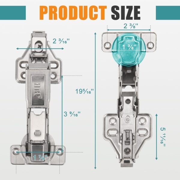 HBL' 2 Pack 165 Degree Soft Close Cabinet Hinges, Half Overlay Kitchen Cabinet Hinges, Concealed European Hinges for Lazy Susan, Pie Corner Cabinet, Open Widely and Easy Access