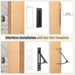 HBL' Pocket Door Hardware Set – 2 Recessed Flush Finger Pulls & 1 Edge Pull, Made of 304 Stainless Steel, Template Included, Black.