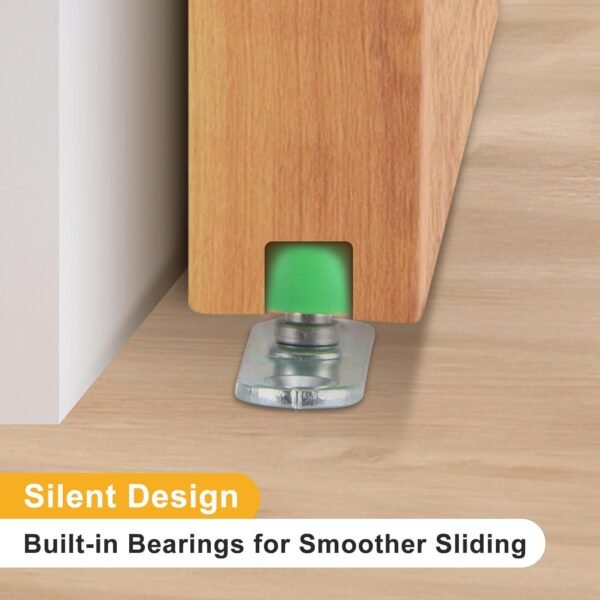 Lashow 4 Pcs Sliding Door Floor Guide, Nylon Ball Bearing Guide Wheels, Center Floor Guide for Bypass, Wardrobe & Pocket Door KFLP001-DW3