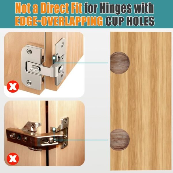 HBL' 165° & 135° Soft Close Cabinet Hinges for Lazy Susan Bifold Doors, Concealed European Hinges, Full Overlay, Adjustable Hinge, 2 x 165° + 2 x 135° Hinges for Pie Cut Corner Cabinets