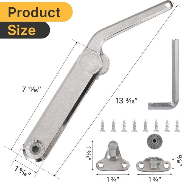 HBL' 2 Pack | Lid Support Hinges Lid Stay Hinge for Extra-Long Upper Cabinet & RV Cabinets, 30° - 90° Lid Stay and Under 30° Soft Close, Tension Adjustable, Heavy Duty, Max Load 88LBS