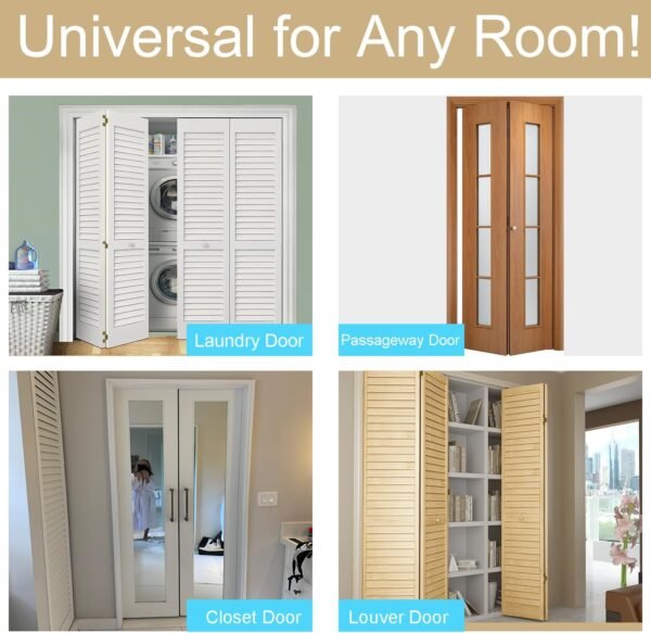 1 Pack Bifold Door Hardware Kits, Bi-fold Door Hardware Set with 36 Inch Long Track for Folding Closet and Indoor Use, Heavy Duty and Easy to Install.