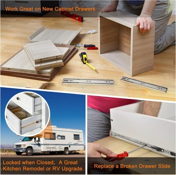 1 Pack Soft Close Drawer Slides 12/14/16/18/20/22 inch, HBL’ Heavy Duty Cabinet Drawer Slides Replacement - Ball Bearing Full Extension, 200 LB Capacity, Made of Cold-Rolled Steel, Rust-Resistant & Long-Lasting.