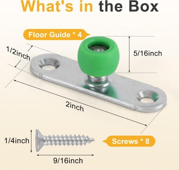Lashow 4 Pcs Sliding Door Floor Guide, Nylon Ball Bearing Guide Wheels, Center Floor Guide for Bypass, Wardrobe & Pocket Door KFLP001-DW3