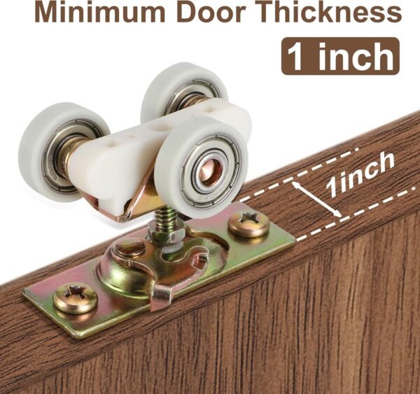 Pocket Door Commercial Grade Hanger with 48'' Aluminum Track, Fits Johnson Part #1125 & Upgrades #1500 Hardware Kit, 1" Nylon Ball Bearing, 1-1/4" C.T.C, Min. 1" Thick Doors New Building